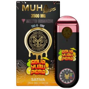 Muha Meds Sour Yuzu Pear THCA Melted Diamonds Disposable 3500mg Indica